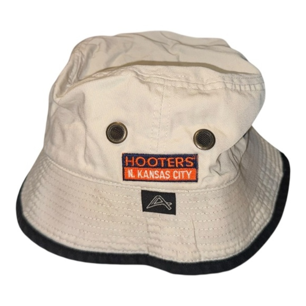 Rare VTG 90s Hooters patched bucket‎ hat cotton